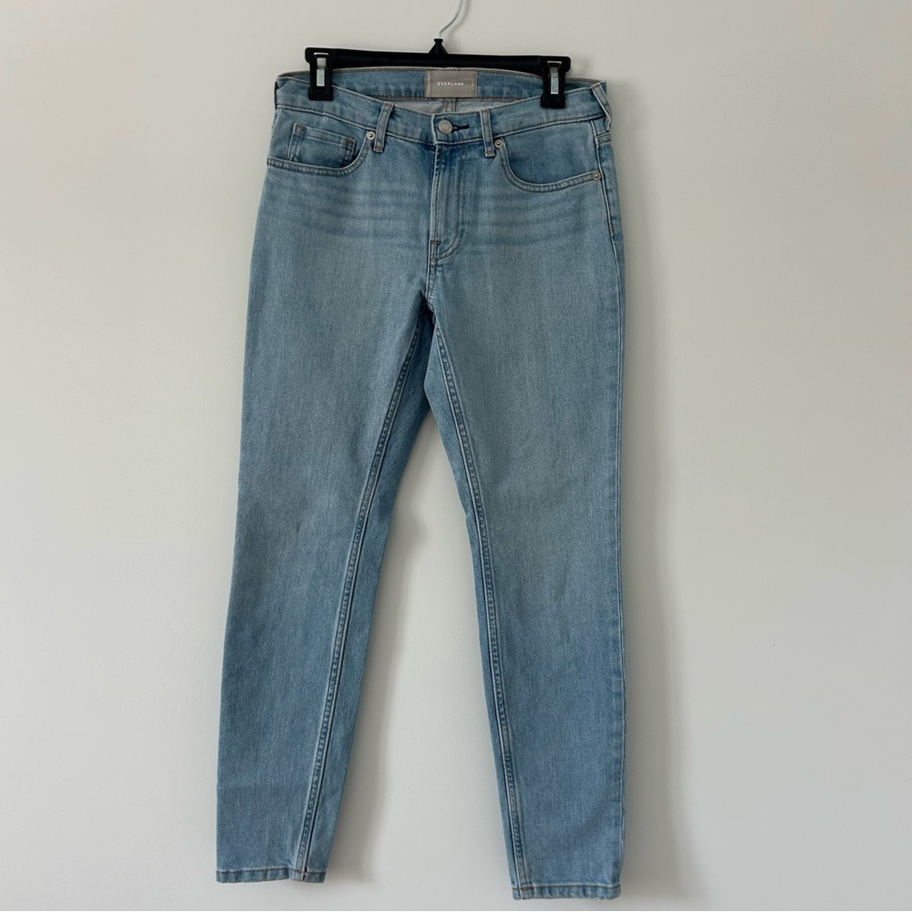 Everlane The Original Cheeky Mid Rise Cotton Skinny Denim Jeans Light Wash 27